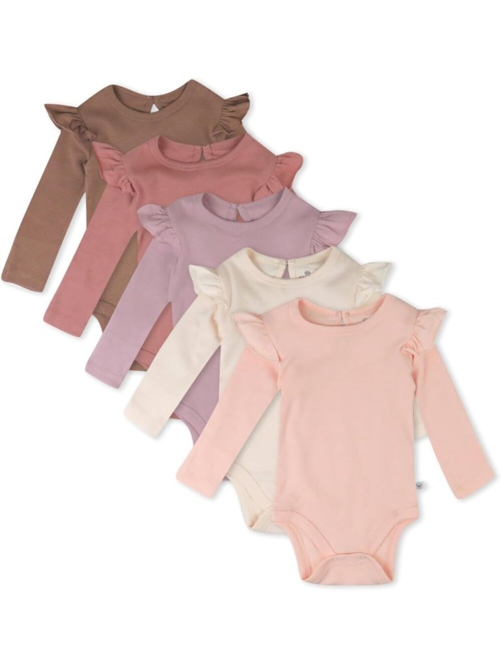 Organic Cotton Baby Girls' 5-Pack Long Sleeve Ruffle Bodysuits - Infant